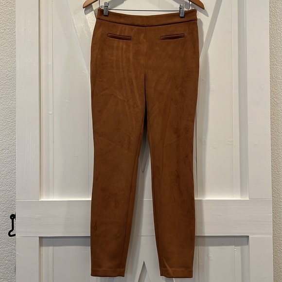 Milly Brown Tan Faux Suede Side Zip Skinny Pants Size 4 - Picture 1 of 8
